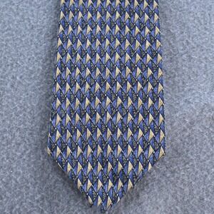 Jimmy Z Mens John Madden Collection Two Geometric Silk Necktie OS Blue Gold